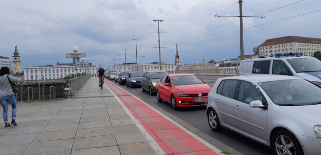Klimakleber blockierten die Nibelungenbr�cke in Linz-Urfahr