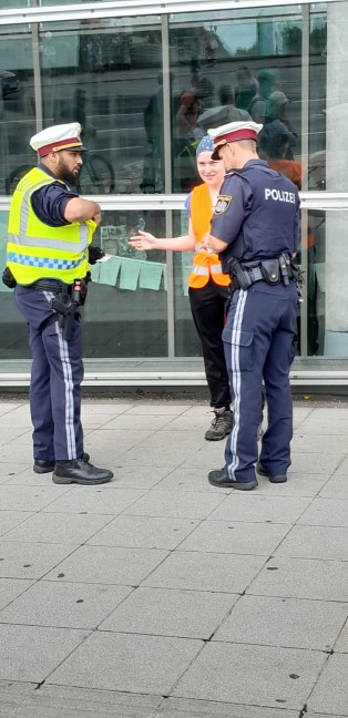Klimakleber blockierten die Nibelungenbr�cke in Linz-Urfahr