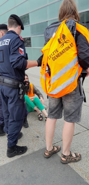 Klimakleber blockierten die Nibelungenbr�cke in Linz-Urfahr