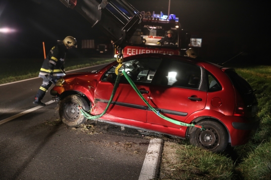 Überschlag mit Fahrzeug in Kematen an der Krems endet glücklicherweise glimpflich