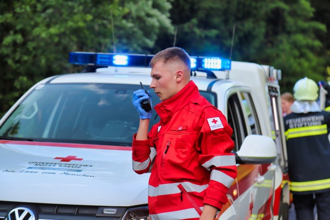 Motorradfahrer bei Verkehrsunfall in Bad Leonfelden ber Bschung gestrzt und schwer verletzt