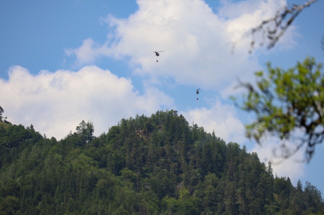 Großeinsatz bei Waldbrand am Weißenberg in Klaus an der Pyhrnbahn