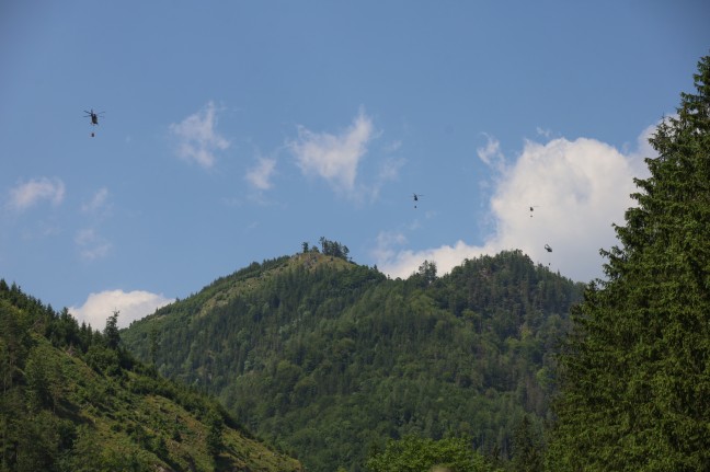 Groeinsatz bei Waldbrand am Weienberg in Klaus an der Pyhrnbahn