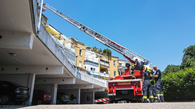 Doch kein Vogel: Gerusche aus Kamin lsten Drehleitereinsatz der Feuerwehr in Marchtrenk aus