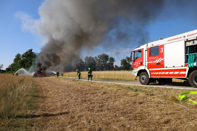 Vier PKW und zwei Kleintransporter in Marchtrenk in Flammen aufgegangen