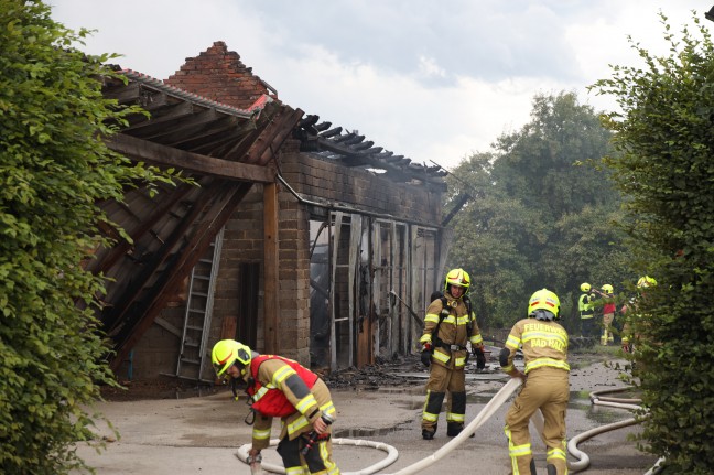 Neun Feuerwehren bei Brand einer Gertehalle in Waldneukirchen im Einsatz