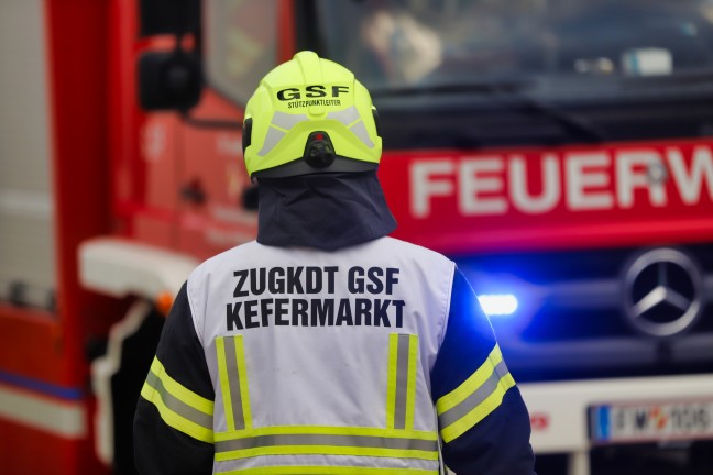 Einsatzkrfte bei mutmalichem Gefahrstoffeinsatz in Grnbach im Einsatz