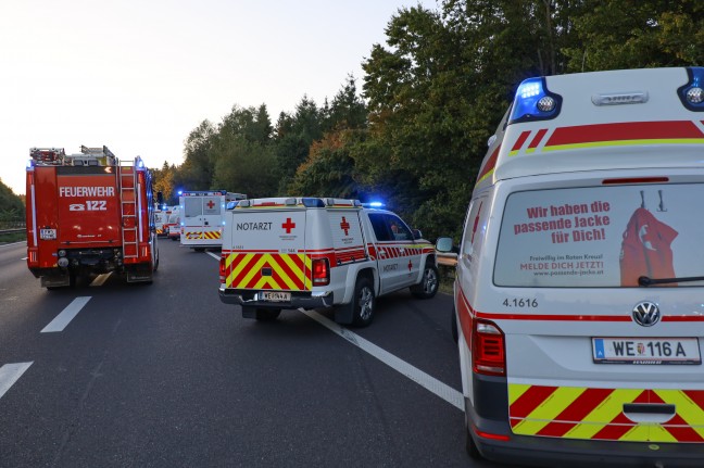 Crash auf Innkreisautobahn bei Wels-Oberthan forderte zwei Leichtverletzte