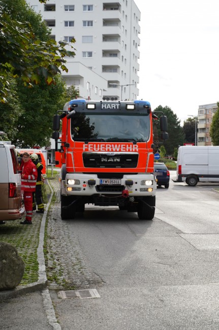 Drei Feuerwehren bei Brand in einem Mehrparteienwohnhaus in Leonding im Einsatz