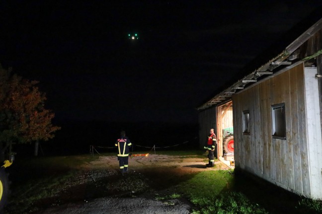 Feuerwehr-Drohne und Hhenretter bei Rettung eines Wanderers in Haibach ob der Donau im Einsatz