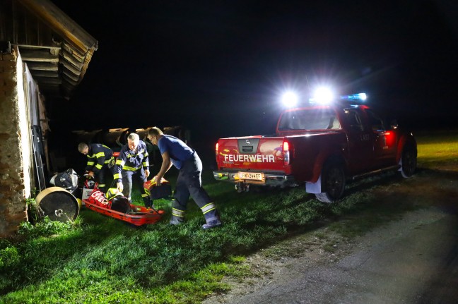 Feuerwehr-Drohne und Hhenretter bei Rettung eines Wanderers in Haibach ob der Donau im Einsatz