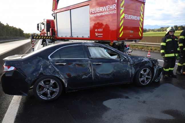 Autoberschlag auf Pyhrnautobahn bei Ried im Traunkreis fordert zwei Verletzte