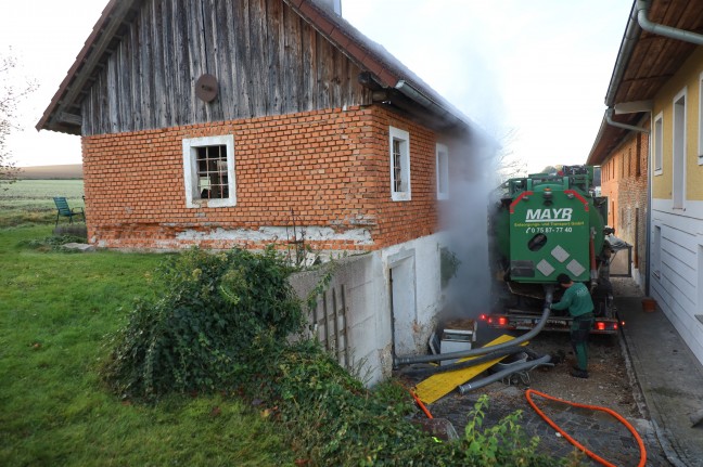 Brand im Hackschnitzelbunker eines landwirtschaftlichen Nebengebudes in Piberbach