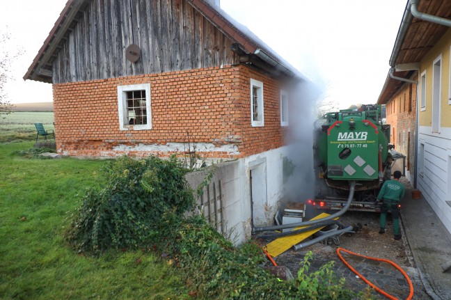 Brand im Hackschnitzelbunker eines landwirtschaftlichen Nebengebudes in Piberbach