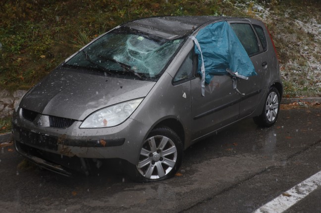 Autoberschlag auf Scharnsteiner Strae bei St. Konrad fordert eine verletzte Person