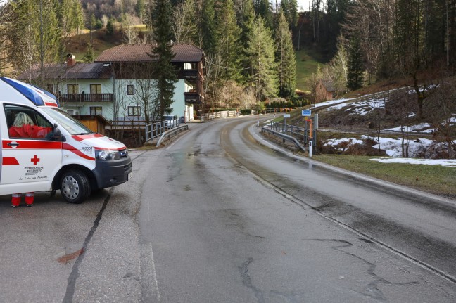 Auto in Brckengelnder ber den Dambach zwischen Edlbach und Rosenau am Hengstpa gekracht