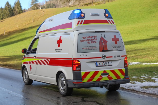 Auto in Brckengelnder ber den Dambach zwischen Edlbach und Rosenau am Hengstpa gekracht