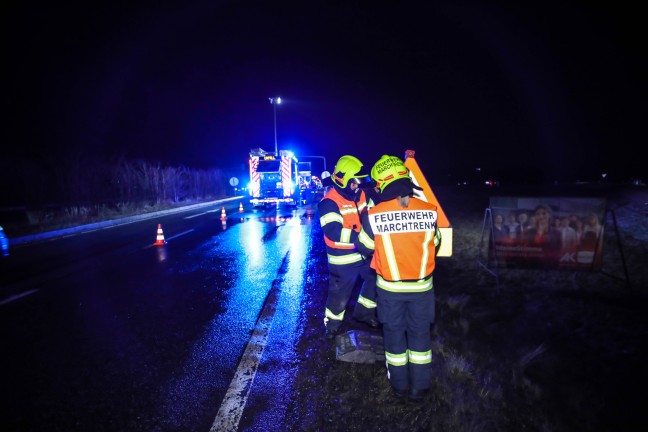 Verkehrsunfall bei Kreuzung der Wiener Strae zur Autobahnauffahrt in Marchtrenk