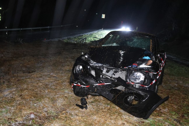 Autolenkerin bei Verkehrsunfall auf Nibelungenstrae bei Waldkirchen am Wesen gegen Baum gekracht