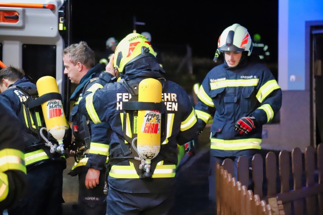 Vier Feuerwehren bei brennender Gartenhtte in Hartkirchen im Einsatz