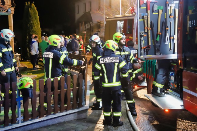 Vier Feuerwehren bei brennender Gartenhtte in Hartkirchen im Einsatz