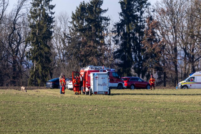 Personenrettung: Hhenretter der Feuerwehr nach schwerem Forstunfall in Mrschwang im Einsatz