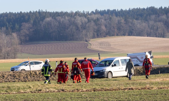 Personenrettung: Hhenretter der Feuerwehr nach schwerem Forstunfall in Mrschwang im Einsatz