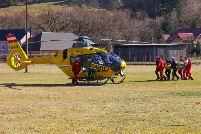 Personenrettung: Schwerverletzter nach Forstunfall in Micheldorf in Obersterreich