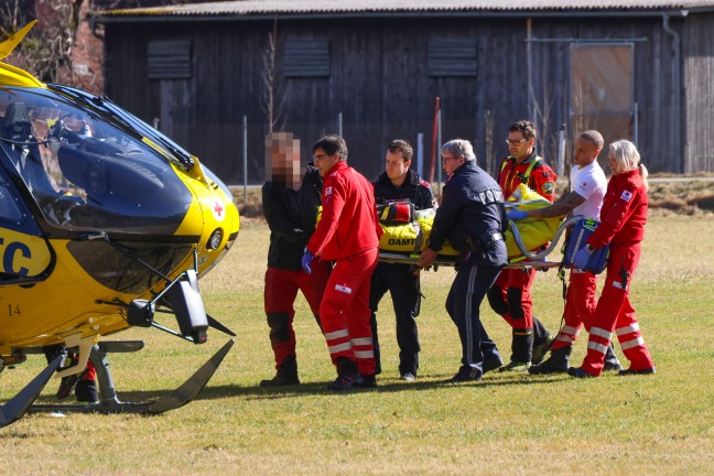 Personenrettung: Schwerverletzter nach Forstunfall in Micheldorf in Obersterreich