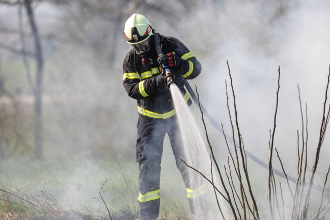 Brand im Bereich der Bahnbschung in Marchtrenk sorgte fr Einsatz zweier Feuerwehren