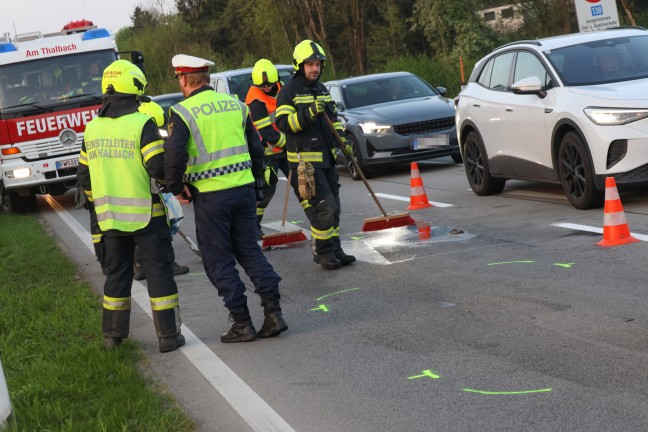 Auffahrunfall im Frhverkehr auf Pyhrnpass Strae in Thalheim bei Wels endet glimpflich