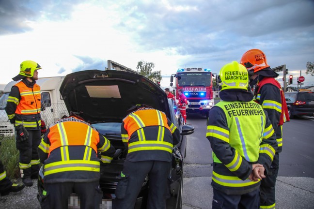 Befrchteter PKW-Brand auf Wiener Strae bei Marchtrenk sorgte fr Einsatz