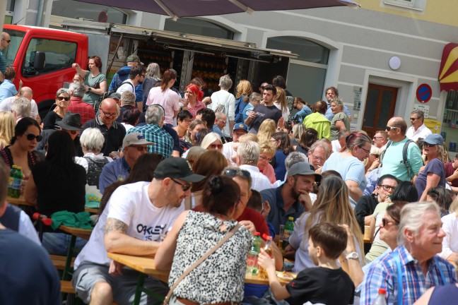 Tradition fortgesetzt: Groes Maibaumfest fr politisch umgefrbten Maibaum in Wels-Vogelweide