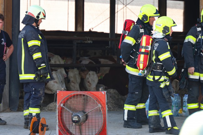 Grobrand: 17 Feuerwehren bei Brand eines Bauernhofes in St. Marienkirchen an der Polsenz im Einsatz