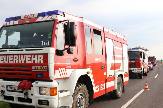 Mehrmals berschlagen: Auto bei schwerem Verkehrsunfall in Wolfern im Maisfeld gelandet