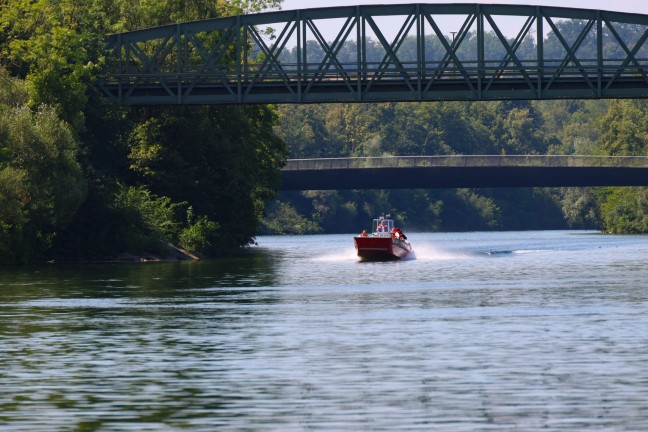 Bootseinsatz: Suche nach in der Traun treibender Person zwischen Thalheim bei Wels und Wels