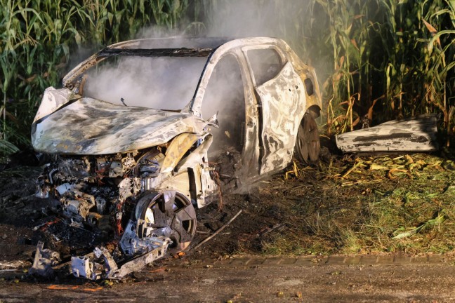 Identitt geklrt: Lenker (18) und Beifahrerin (17) starben bei Autobrand nach Unfall in Buchkirchen