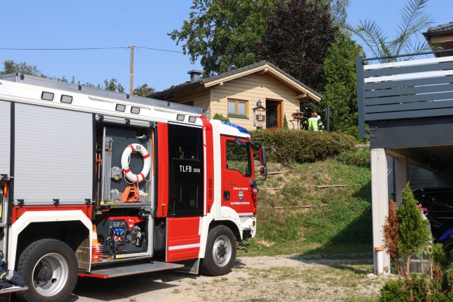 Brand einer Gartenhtte in Bad Wimsbach-Neydharting sorgte fr Einsatz zweier Feuerwehren