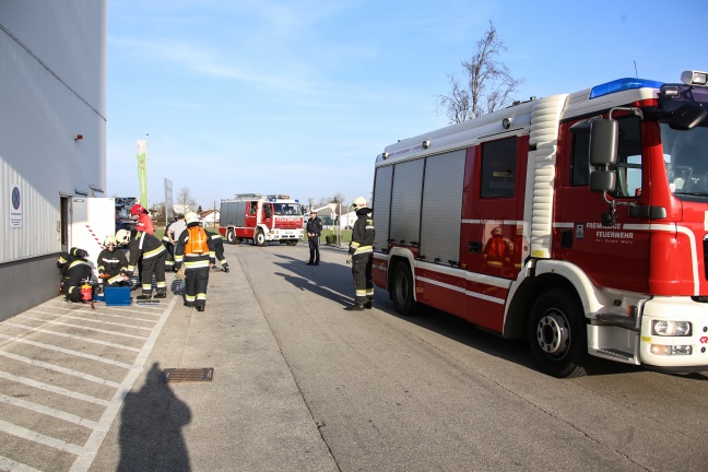 Kleinbrand unter einer Eingangsrampe bei einem Welser Mbelhaus