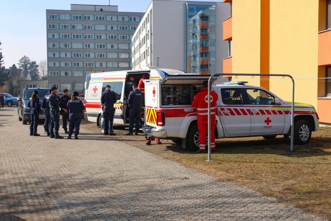 Drohnen, Polizei, Such- und Rettungshunde - Einsatzkrfte bei Personensuche in Wels im Einsatz