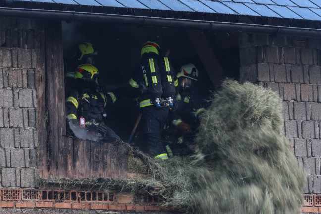 Alarmstufe 2: Wirtschaftstrakt auf Bauernhof in Hinterstoder in Vollbrand