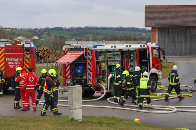 Heizraumbrand auf einem Bauernhof in Allhaming sorgte fr Einsatz zweier Feuerwehren
