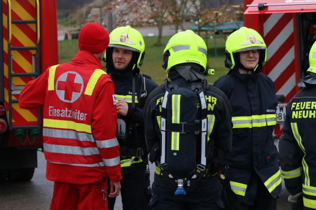 Heizraumbrand auf einem Bauernhof in Allhaming sorgte fr Einsatz zweier Feuerwehren