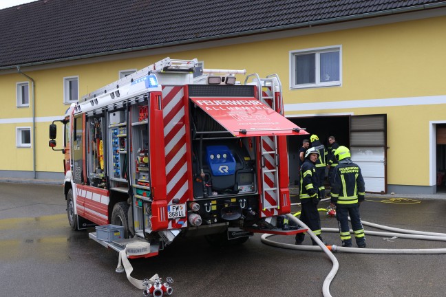 Heizraumbrand auf einem Bauernhof in Allhaming sorgte fr Einsatz zweier Feuerwehren