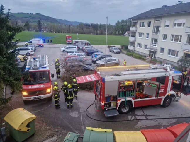 Brand in einer Wohnung eines Mehrparteienwohnhauses in Traunkirchen sorgt f�r Einsatz der Feuerwehr