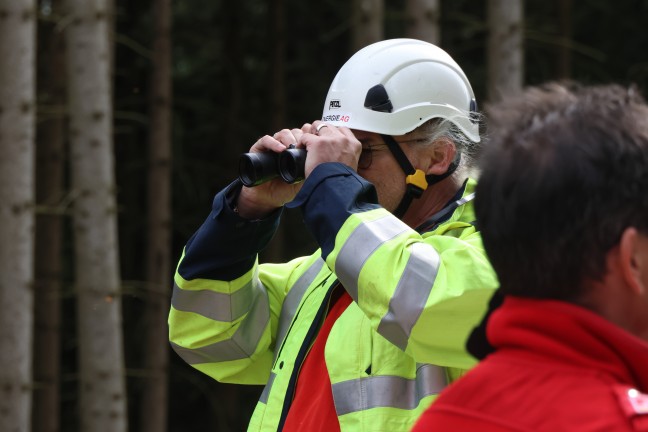 Baum in Hochspannungsleitung: Sechs Feuerwehren bei Waldbrand in Steinbach am Ziehberg im Einsatz