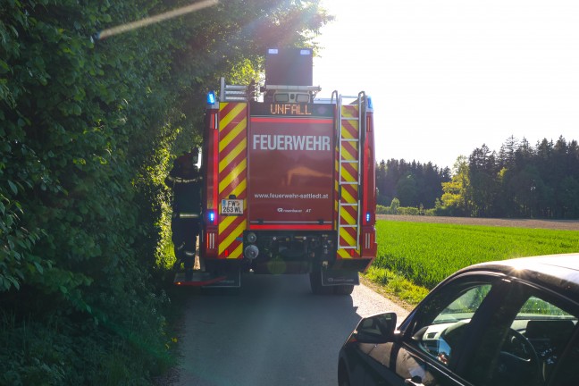 Auto bei Sattledt von schmaler Strae abgekommen und gegen Bume gekracht