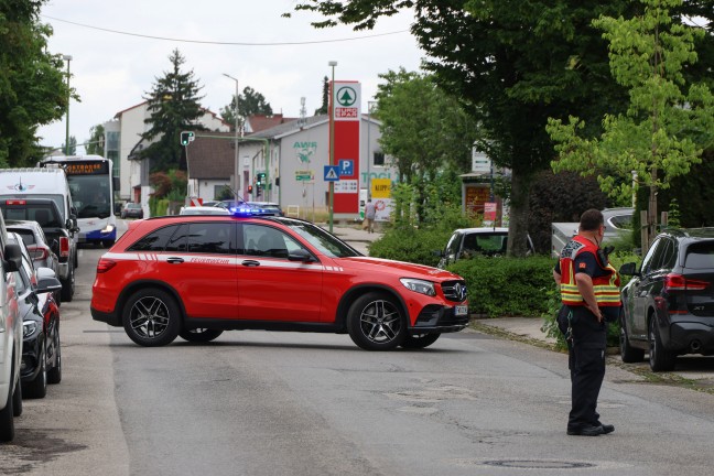 Sturmschaden: Gro�e �ste drohten von Baum in Wels-Vogelweide auf die Stra�e zu st�rzen