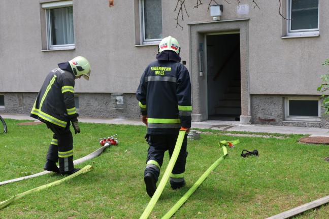Angebranntes Kochgut: Einsatzkr�fte zu Rauchentwicklung aus Fenster in Wels-Neustadt alarmiert