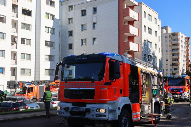Wohungsbrand in Leonding: Person aus f�nftem Stock gerettet - Hund �berlebte Brand nicht